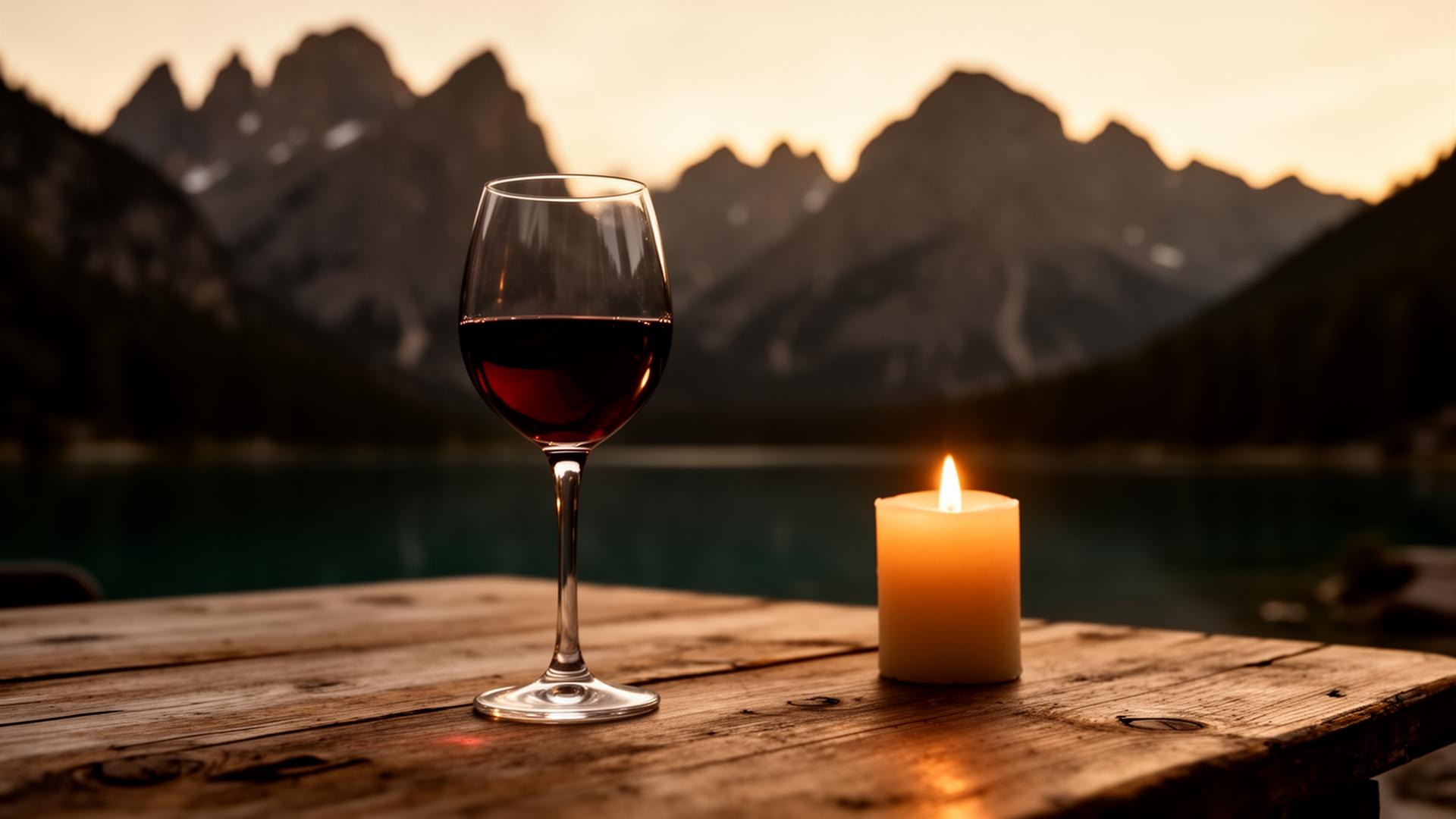 A glass of wine overlooking Lago di Braies